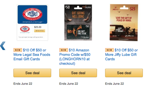Amazon: 20% Off Select Gift Cards