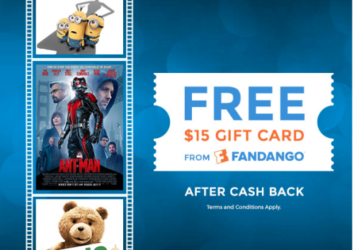 Free $15 Fandango Gift Card: New Topcashback Members