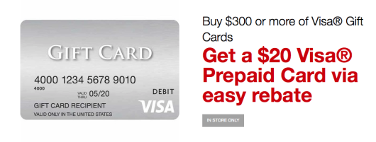 Staples: Get $20 On $300 Visa Gift Cards