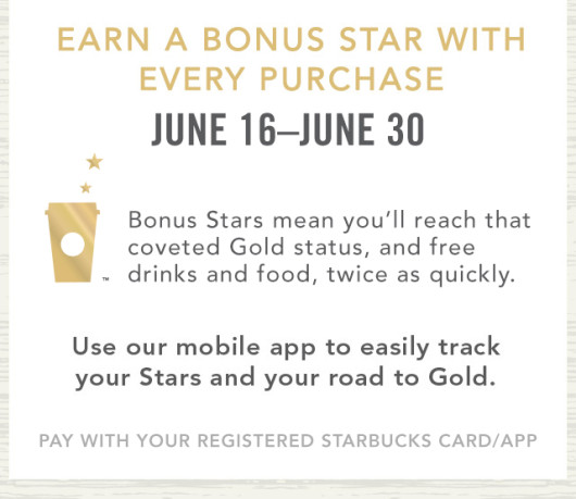 2x Starbucks Bonus Stars Towards Gold Status