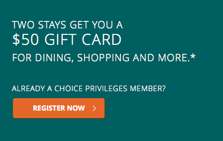 Choice Hotels $50 Gift Card Promotion