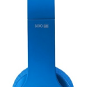 a blue headphones with a white background