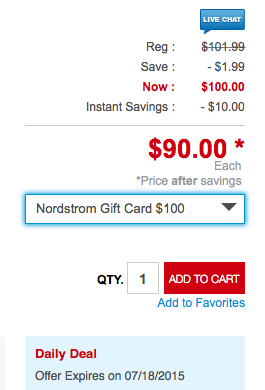 Staples: Nordstrom Gift Card Deal