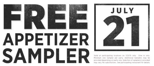 Applebee's: Free Appetizer Sampler Tomorrow!