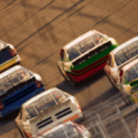 a group of cars on a track