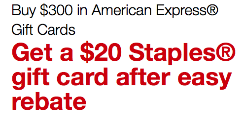 New $20 Staples Gift Card With Amex Gift Card Purchase