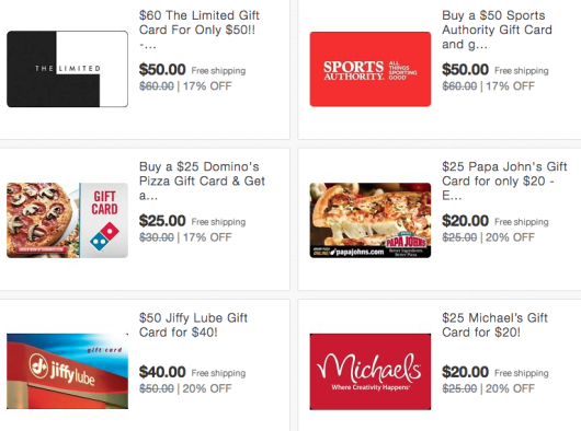 eBay Has Tons Of Discounted Gift Cards Today!