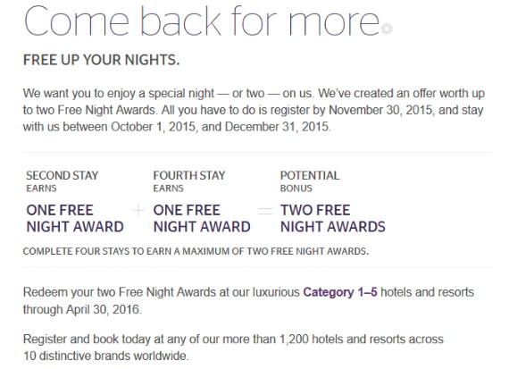 SPG: 2 Free Night Awards Promotion (Targeted)
