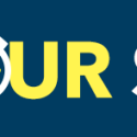 a blue and yellow logo