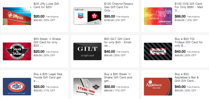 More Discounted Gift Cards Including eBay