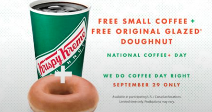 Free Krispy Kreme Doughnut & Coffee Today!