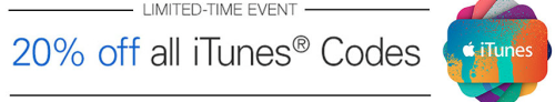 20% Off iTunes Gift Cards 