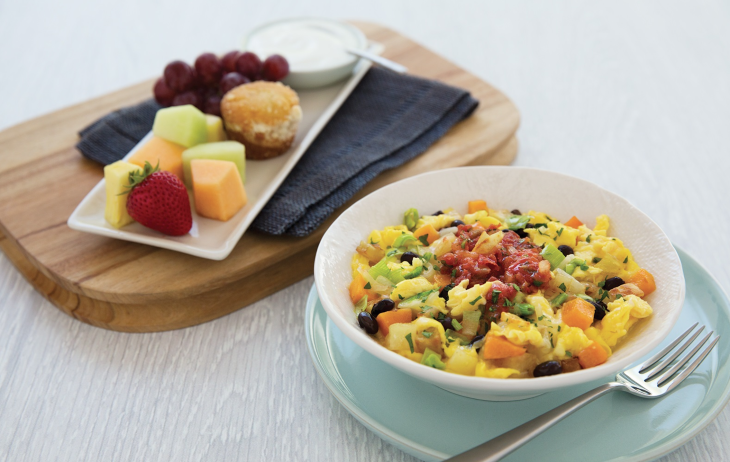 A refreshed Choice Menu Bistro on Board for United Economy customers will offer dishes like a breakfast Southwestern bistro scramble with black beans and butternut squash