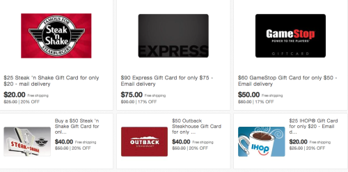 Tons Of Discounted Gift Cards Today
