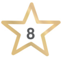 a gold star with a number
