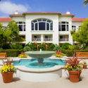 a fountain in front of a building