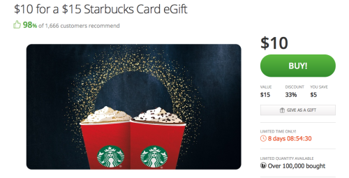 Discounted Starbucks Gift Cards!