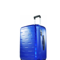 a blue suitcase with a handle