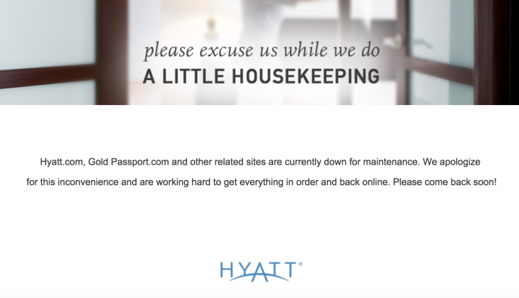 Hyatt Website Is Down