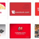 a group of red and white gift cards