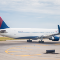 a plane on the runway