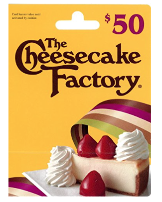 Amazon $10 Promo Credit With $50 Cheesecake Factory GC