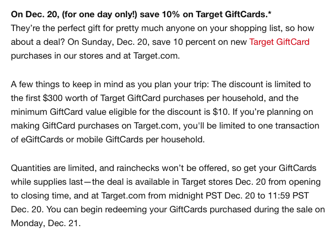 Target 10% Off Gift Cards Today Only!