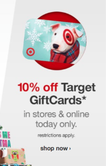 Target 10% Off Gift Cards Today Only!