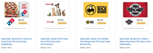 Amazon Loads Of Discounted Gift Cards Today!