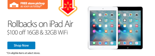 WalMart $100 Off iPad Airs Today