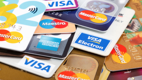 a group of credit cards