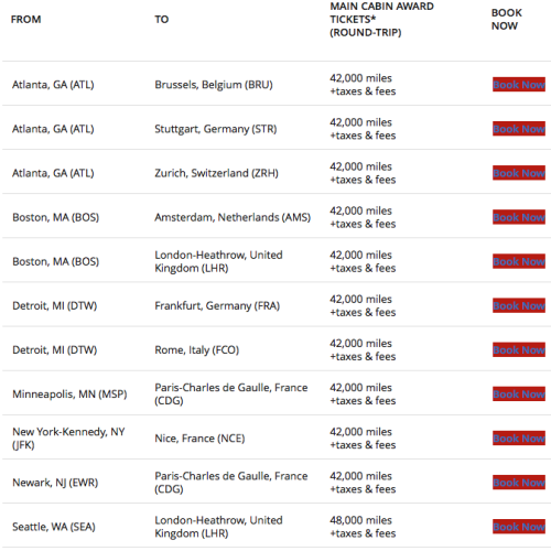 Delta Reduced Award Tickets To Europe