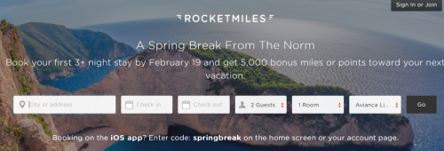 New 5,000 Bonus Miles For Stay With Rocketmiles