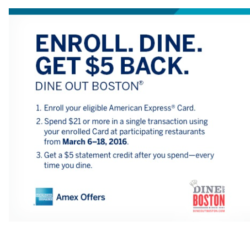Amex $5 Back Every Time You Dine