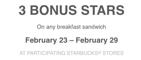 New Starbucks Rewards Easy 3 Stars Unlimited (Targeted)