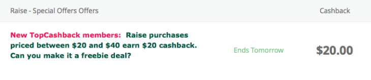 Free $20 Gift Card For New TopCashBack Members