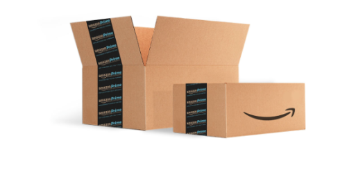 several cardboard boxes with a logo