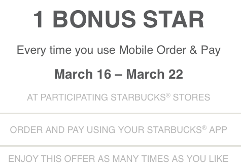 New Starbucks Bonus Star Promotion (Targeted)