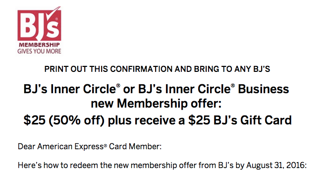 Free BJ's Club Membership For Amex Cardholders!