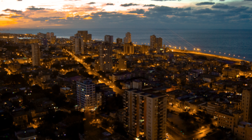 a city with lights at night