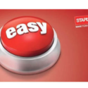 a red button with white text