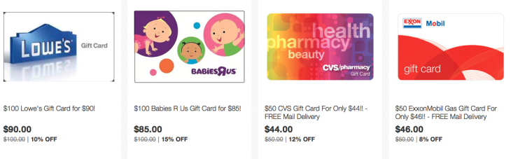Tons Of Discounted Gift Cards Today!