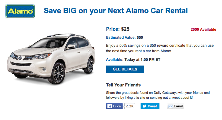 50% Off Alamo Car Rental Certificate Today!