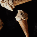 a close up of ice cream cones