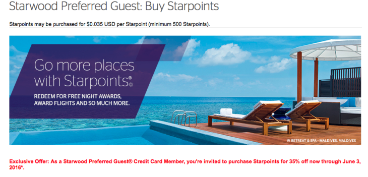 35% Off Starpoints For SPG Amex Cardholders!