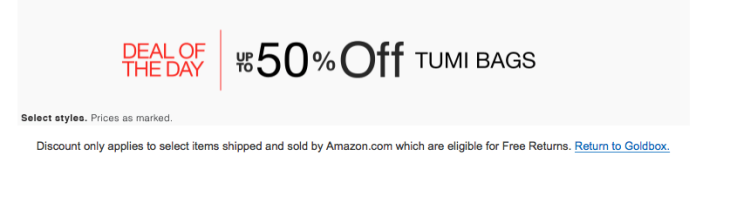 Amazon 50% Off Tumi Bags Today Only!
