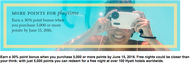 30% Bonus On Hyatt Points