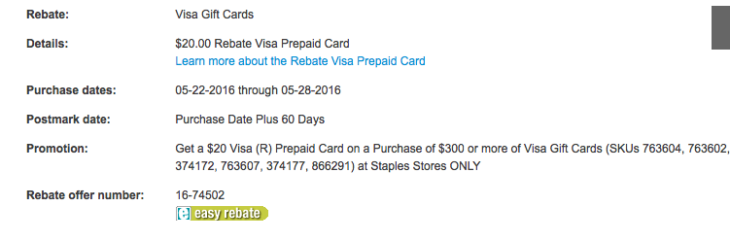 New Staples Deal $20 Back On $300 Visa Gift Card Purchase 