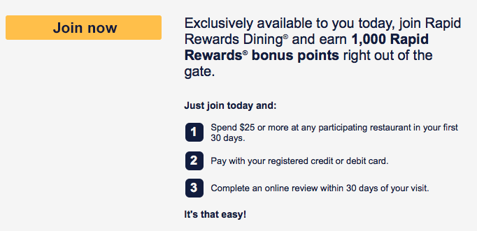 Easy 1,000 Southwest Points Dining 