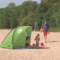 a family on a beach